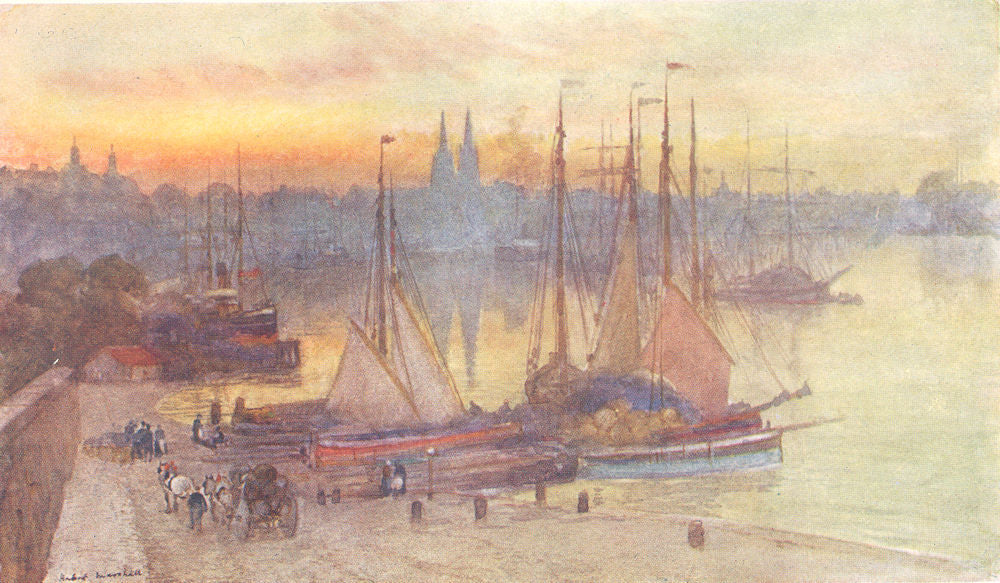 GIRONDE. Bordeaux. Sailing Ship. Sailing boat. Horse & Cart 1907 old print